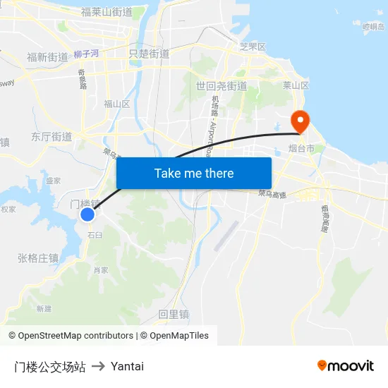 Menlou Bus Station to Yantai map