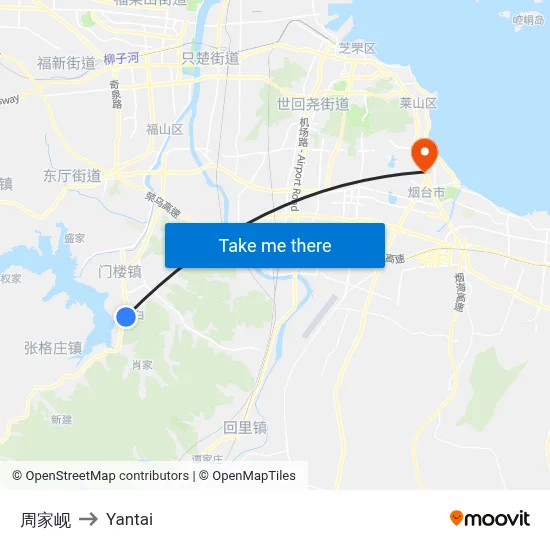 Zhou Family Ridge to Yantai map