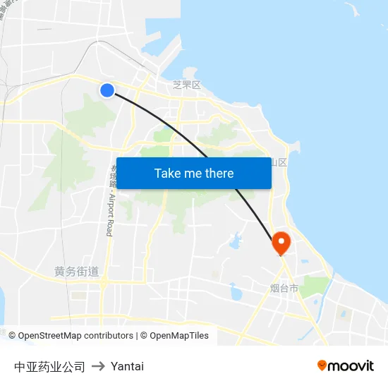Zhongya Pharmaceutical Company to Yantai map