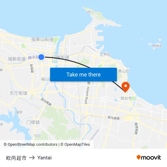 Ou Shang Supermarket to Yantai map