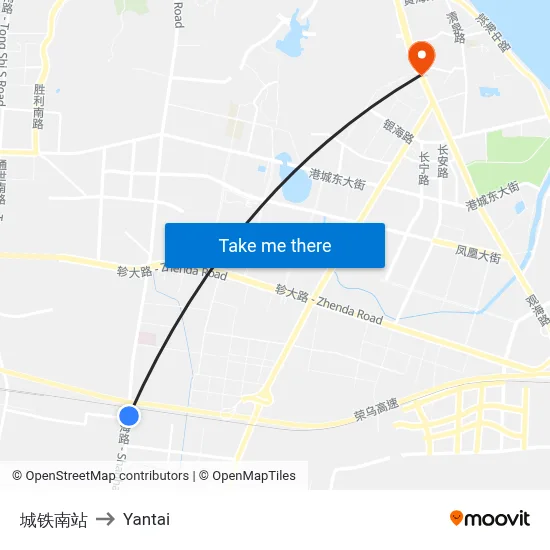 South Railway Station to Yantai map