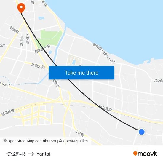 Boyuan Technology to Yantai map