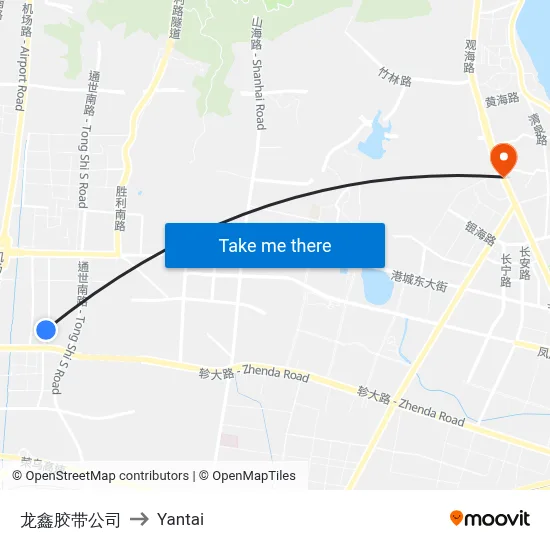 Longxin Tape Company to Yantai map