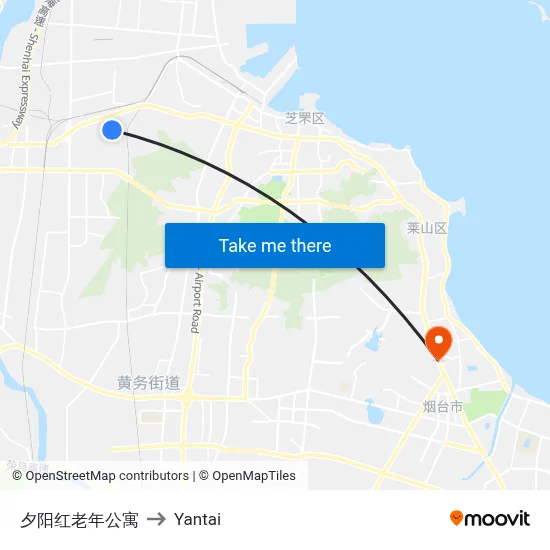 Sunset Red Elderly Apartment to Yantai map