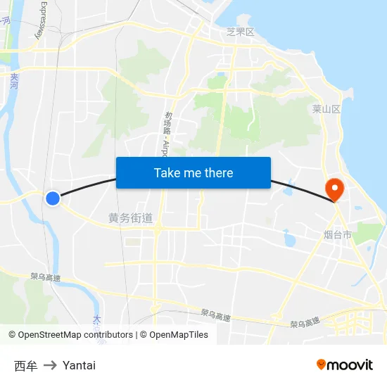 West Mu to Yantai map
