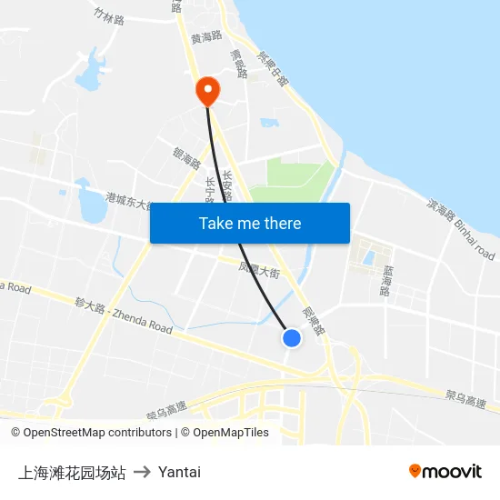 上海滩花园场站 to Yantai map