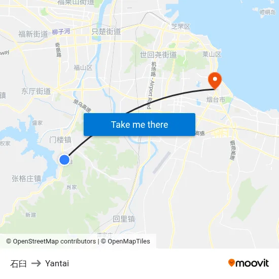 Stone Mortar to Yantai map