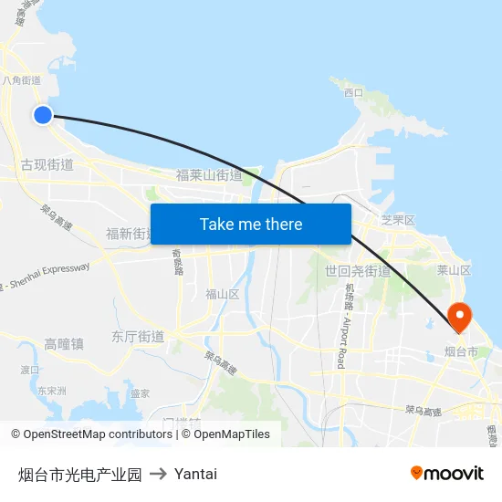烟台市光电产业园 to Yantai map