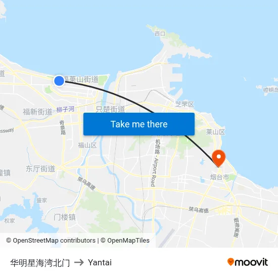 Huaming Starry Bay North Gate to Yantai map