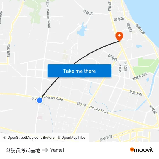 Driver's Test Center to Yantai map