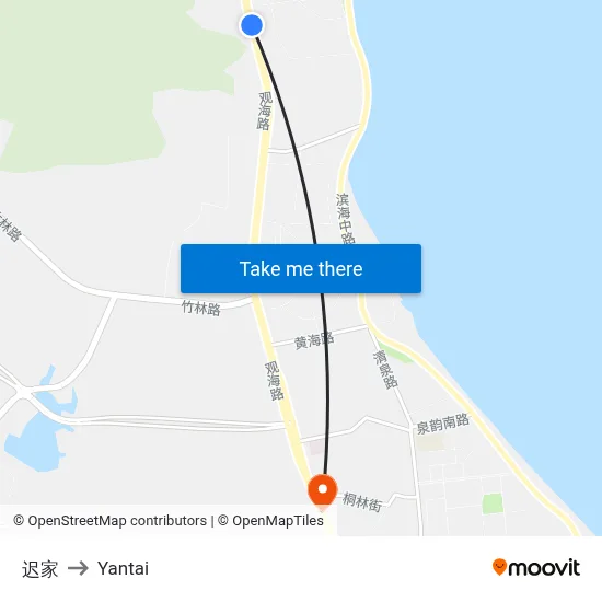Chijia to Yantai map