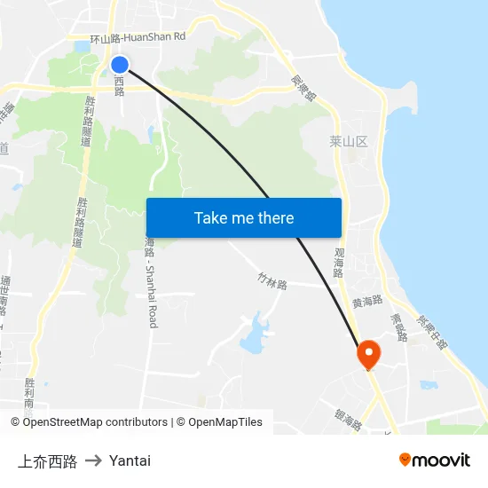 Shangya West Road to Yantai map