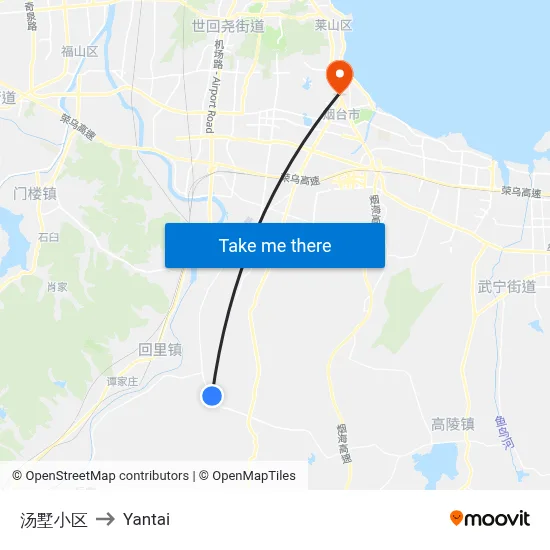 Tangsu Residential Area to Yantai map