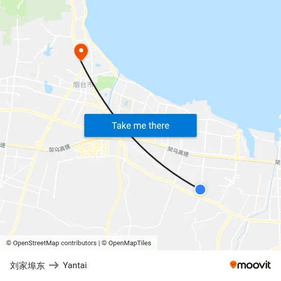 Liujiabu East to Yantai map