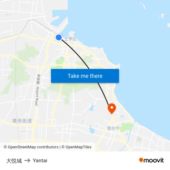 大悦城 to Yantai map