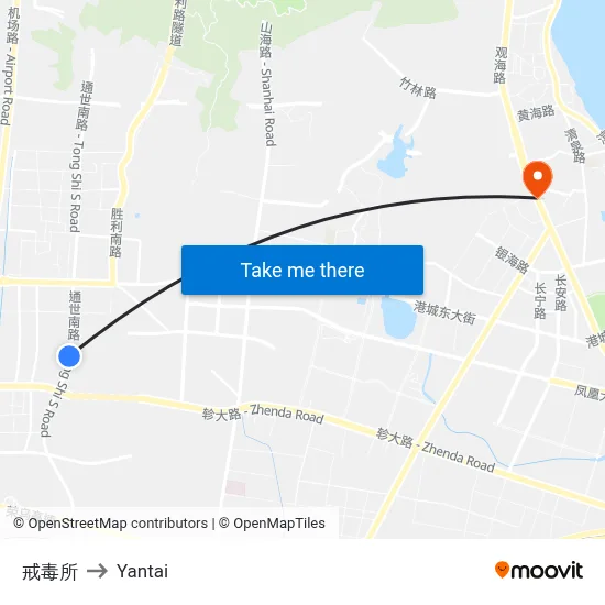 Drug Rehabilitation Center to Yantai map