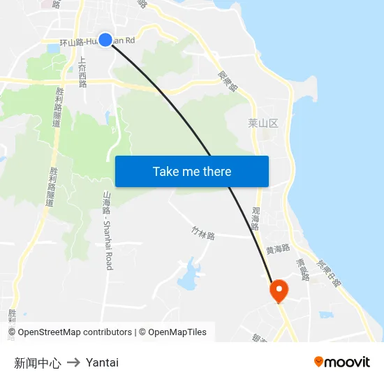 News Center to Yantai map