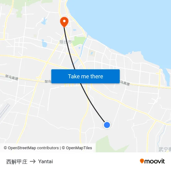 West Jiejiazhuang to Yantai map