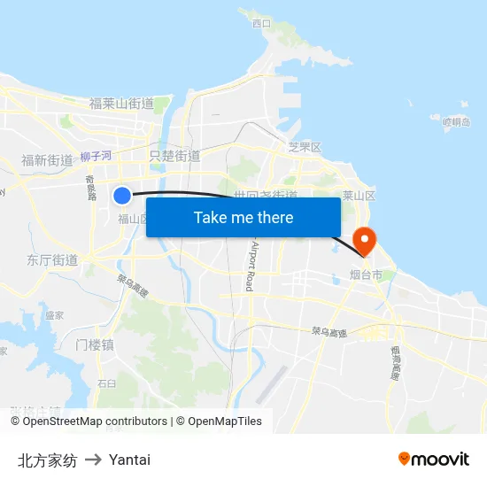 Northern Home Textiles to Yantai map