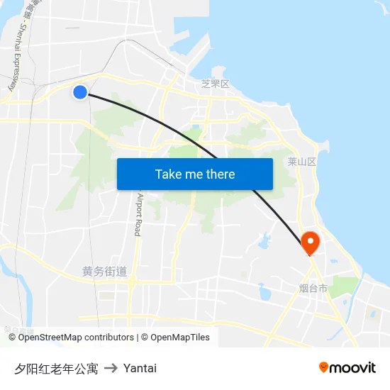 Sunset Red Elderly Apartment to Yantai map