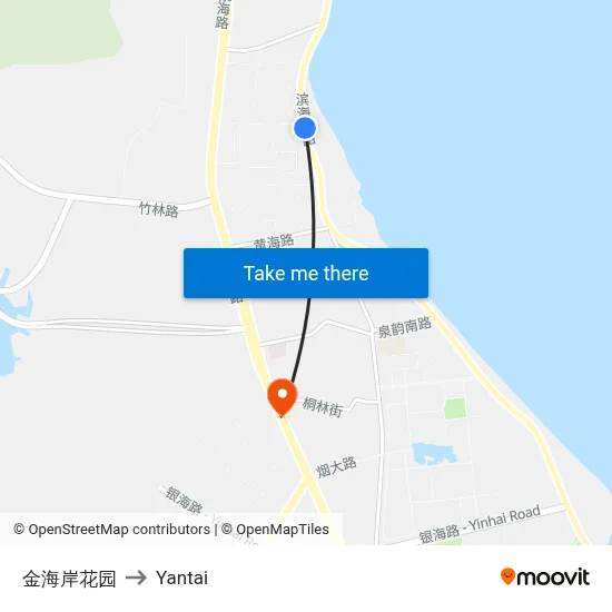 Golden Coast Garden to Yantai map