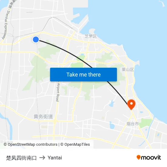 Chufeng Fourth Street South to Yantai map