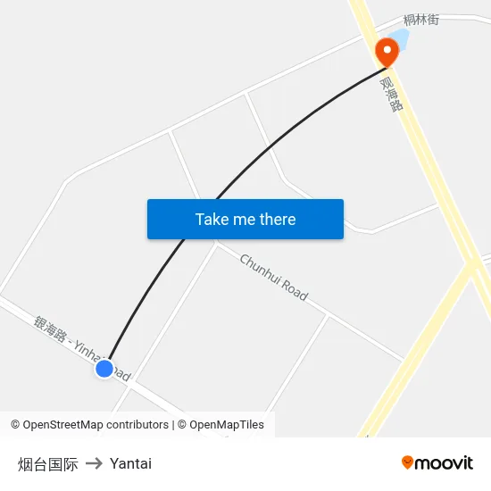Yantai International to Yantai map