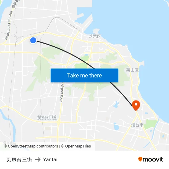 Phoenix Terrace 3rd Street to Yantai map