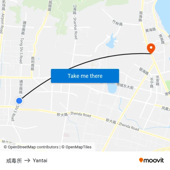 Drug Rehabilitation Center to Yantai map