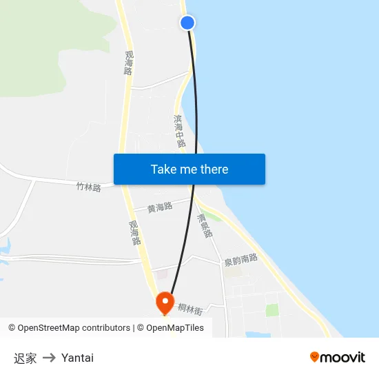 Chijia to Yantai map