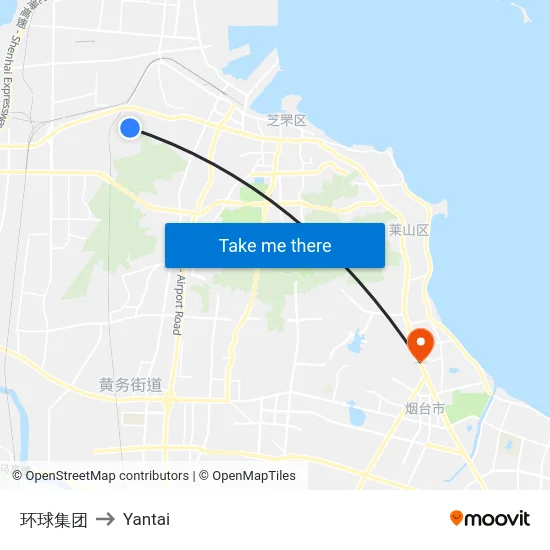 环球集团 to Yantai map