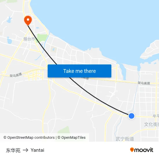 Donghua Yuan to Yantai map