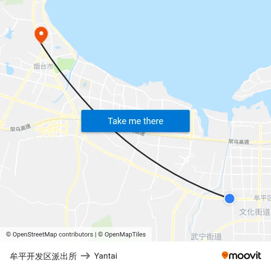 Muping Development Zone Police Station to Yantai map
