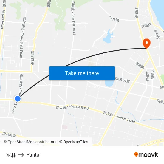 Donglin to Yantai map