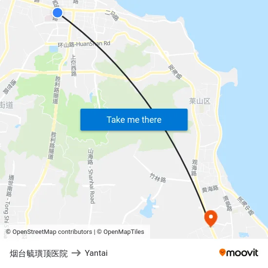烟台毓璜顶医院 to Yantai map