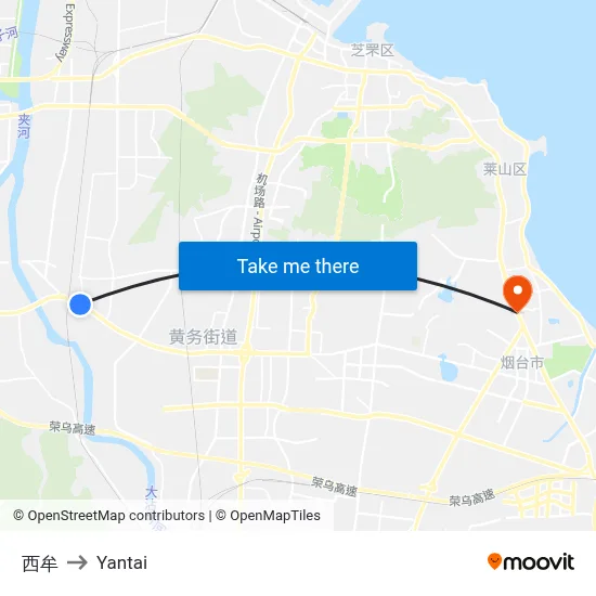 West Mu to Yantai map