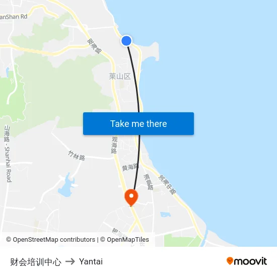 财会培训中心 to Yantai map