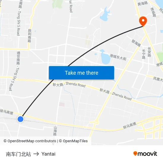 South Gate North Station to Yantai map
