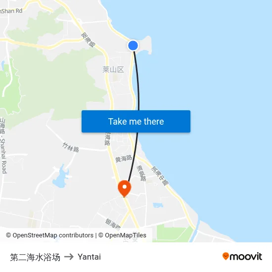 Second Seawater Bathing Beach to Yantai map