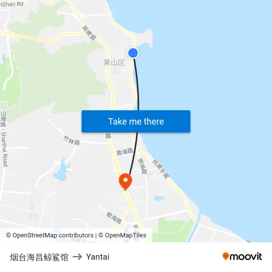 Yantai Haichang Whale Shark Aquarium to Yantai map