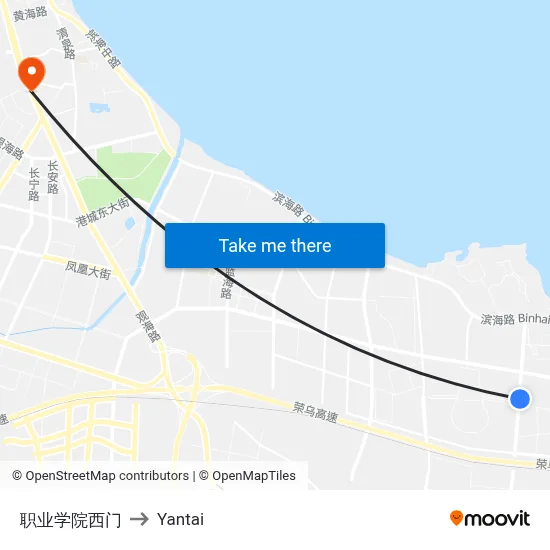 Vocational College West Gate to Yantai map