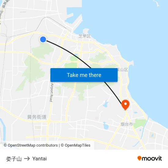 娄子山 to Yantai map