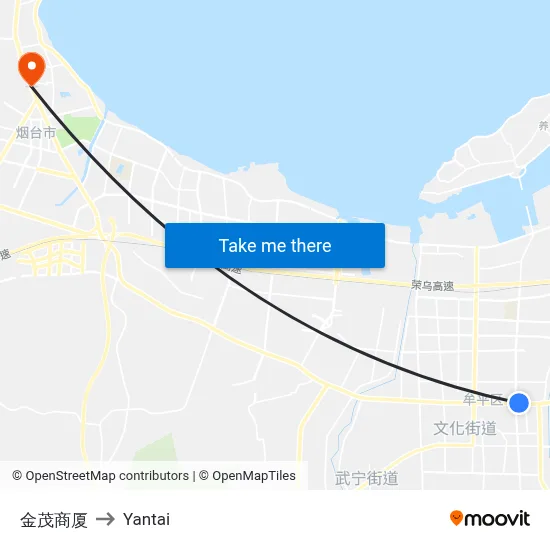 Jinmao Business Building to Yantai map