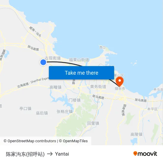 陈家沟东(招呼站) to Yantai map