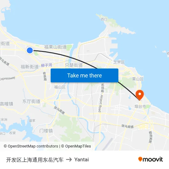 Development Zone Shanghai GM Dongyue Auto to Yantai map