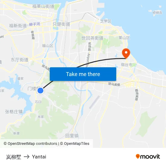 Lanliushu to Yantai map