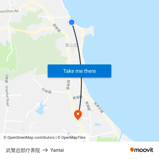 武警总部疗养院 to Yantai map