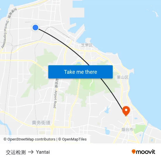 Jiaoyun Testing to Yantai map