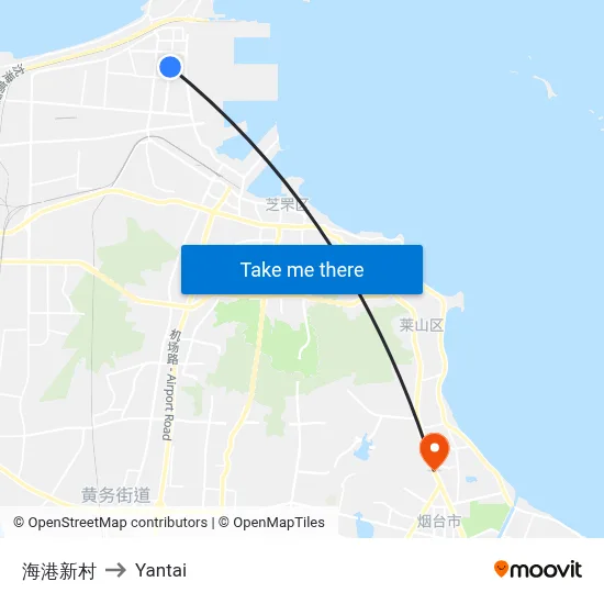 Harbor New Village to Yantai map