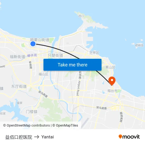 Yibai Dental Hospital to Yantai map